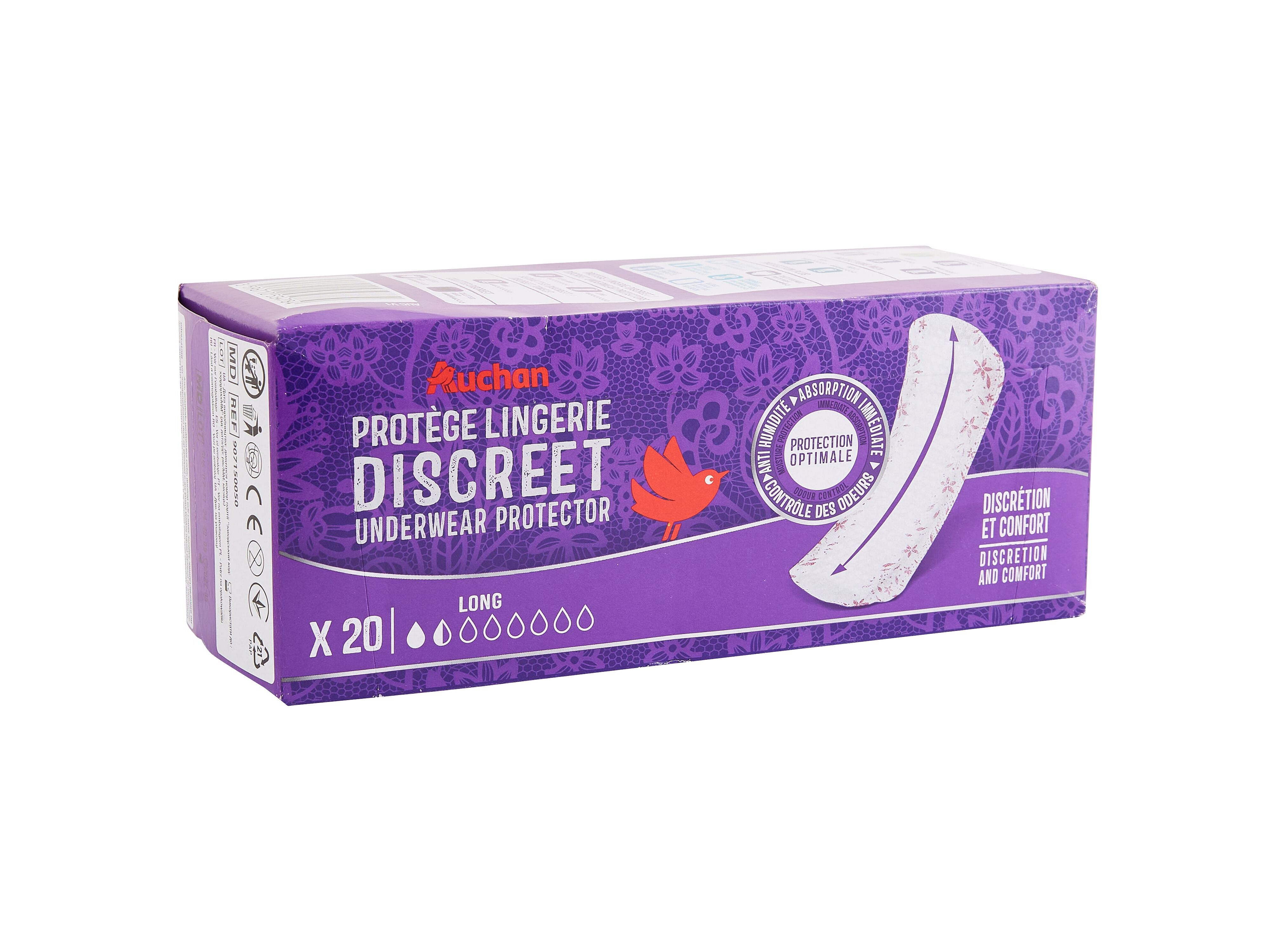PENSOS INCONTIN&Ecirc;NCIA AUCHAN DISCREET LONGO 20UN image number 1
