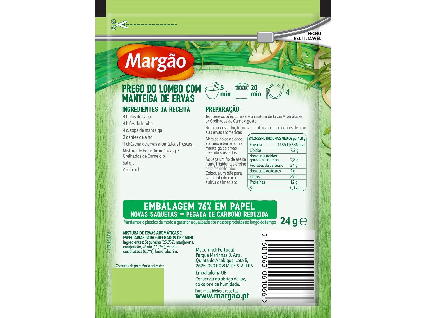 ERVAS GRELHADOS CARNE MARG&Atilde;O SAQUETA 24G image number 1