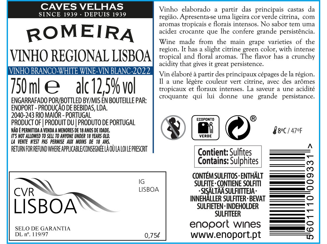 VINHO BRANCO ROMEIRA LISBOA 0.75L image number 2