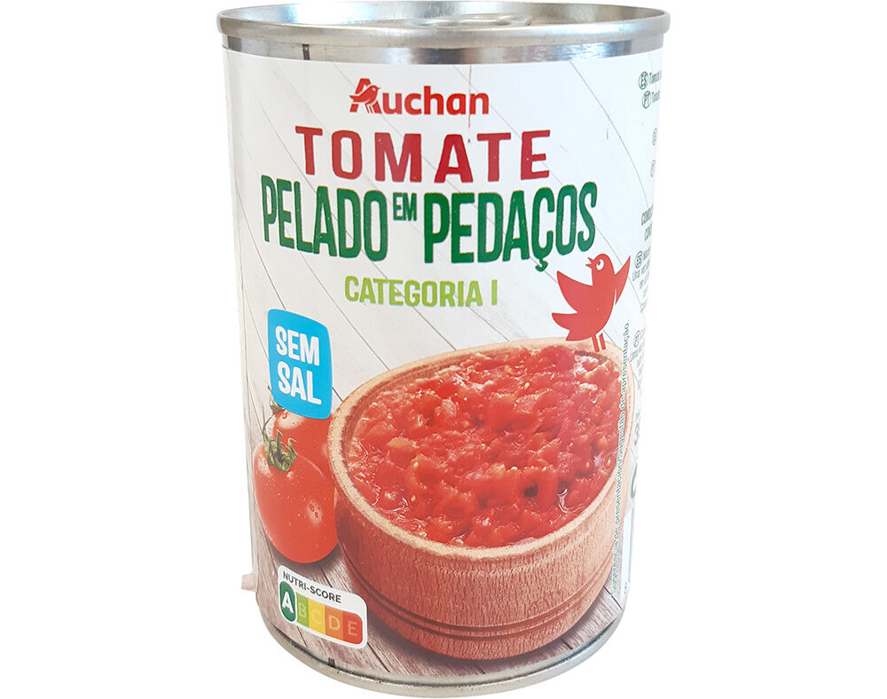 TOMATE AUCHAN PELADO EM PEDA&Ccedil;OS SEM SAL 390G image number 0