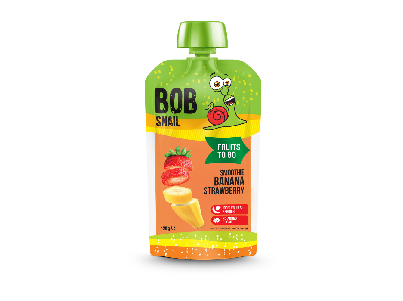 PUR&Eacute; DE FRUTA BOB SNAIL BANANA E MORANGO 120 G
