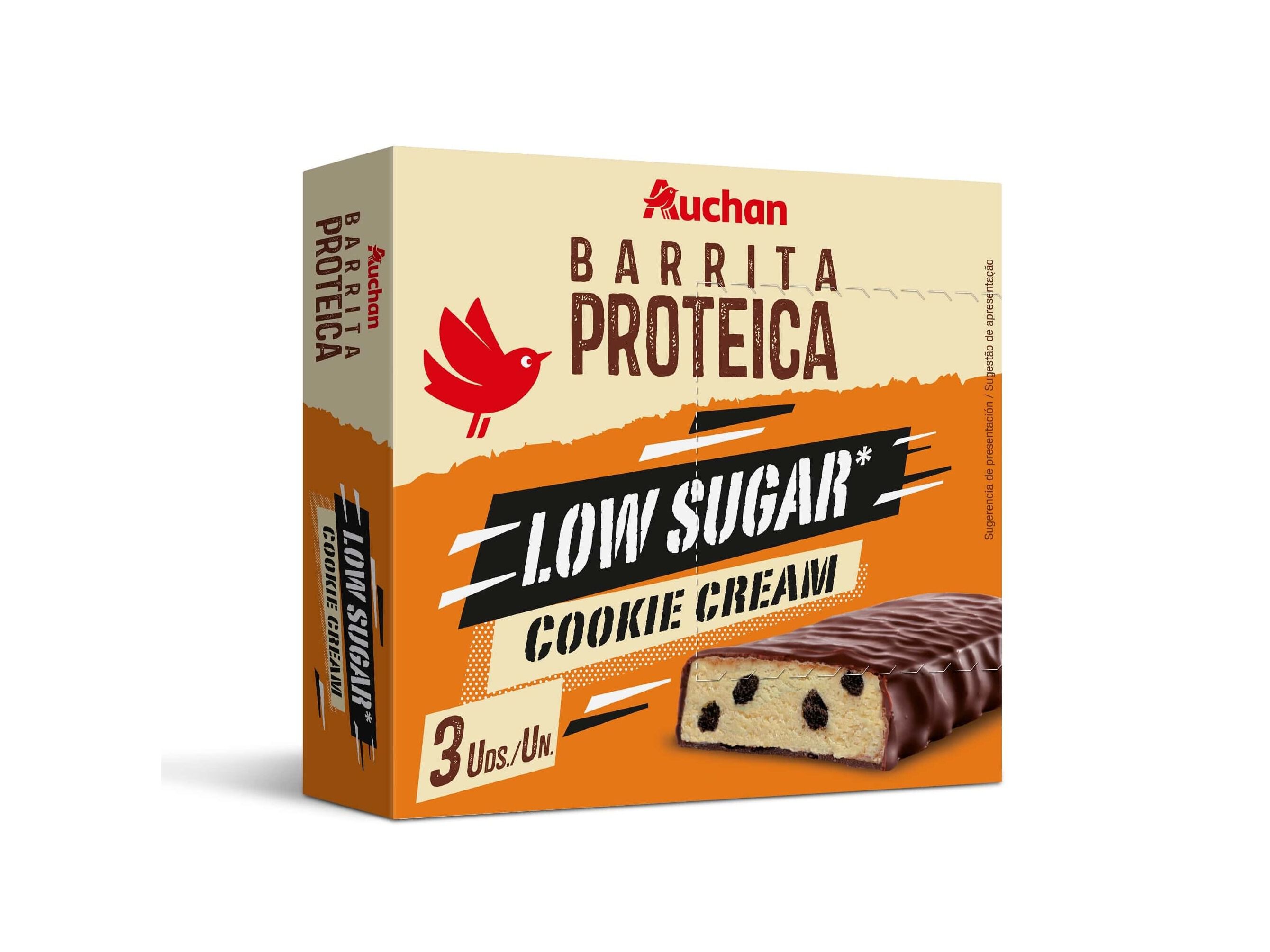 BARRITA PROTEICA AUCHAN COOKIE CREAM 3UN 120G image number 1