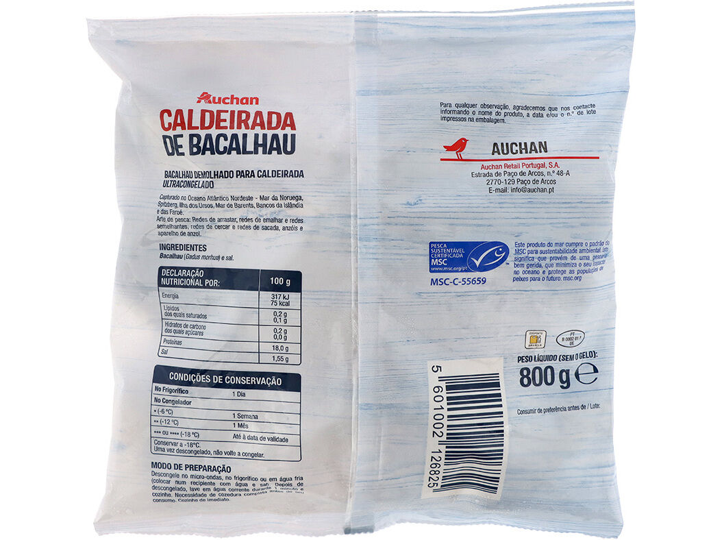 CALDEIRADA DE BACALHAU AUCHAN DEMOLHADO MSC 800G image number 1