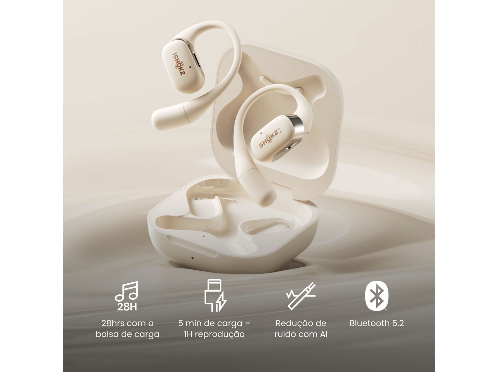 AURICULARES DESPORTIVOS DE CONDU&Ccedil;&Atilde;O &Oacute;SSEA SHOKZ T910-ST-BG OPENFIT BEGE image number 3
