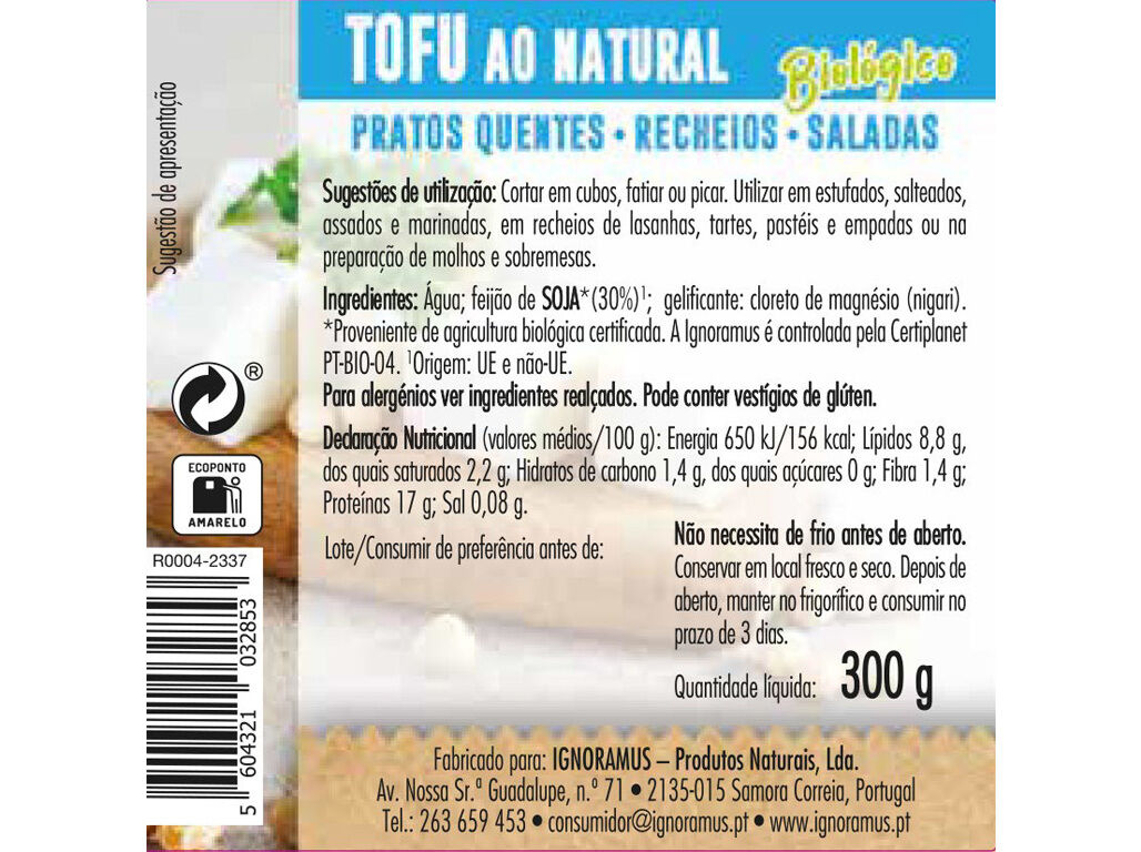 TOFU CEM PORCENTO NATURAL BIO 300G image number 1