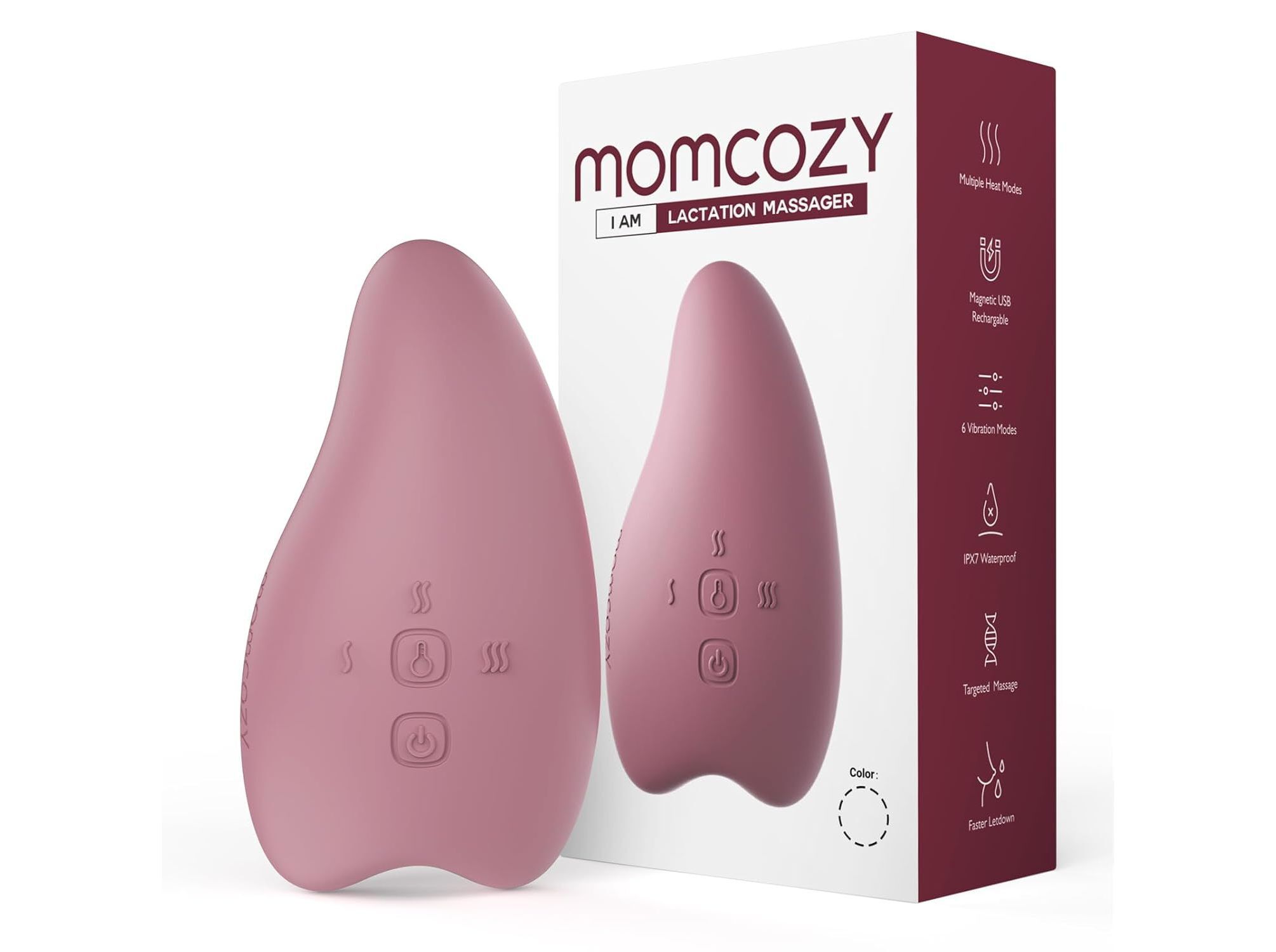 MASSAJADOR DE LACTA&Ccedil;&Atilde;O MOMCOZY AQUECEDOR 2 EM 1 ROSA image number 7