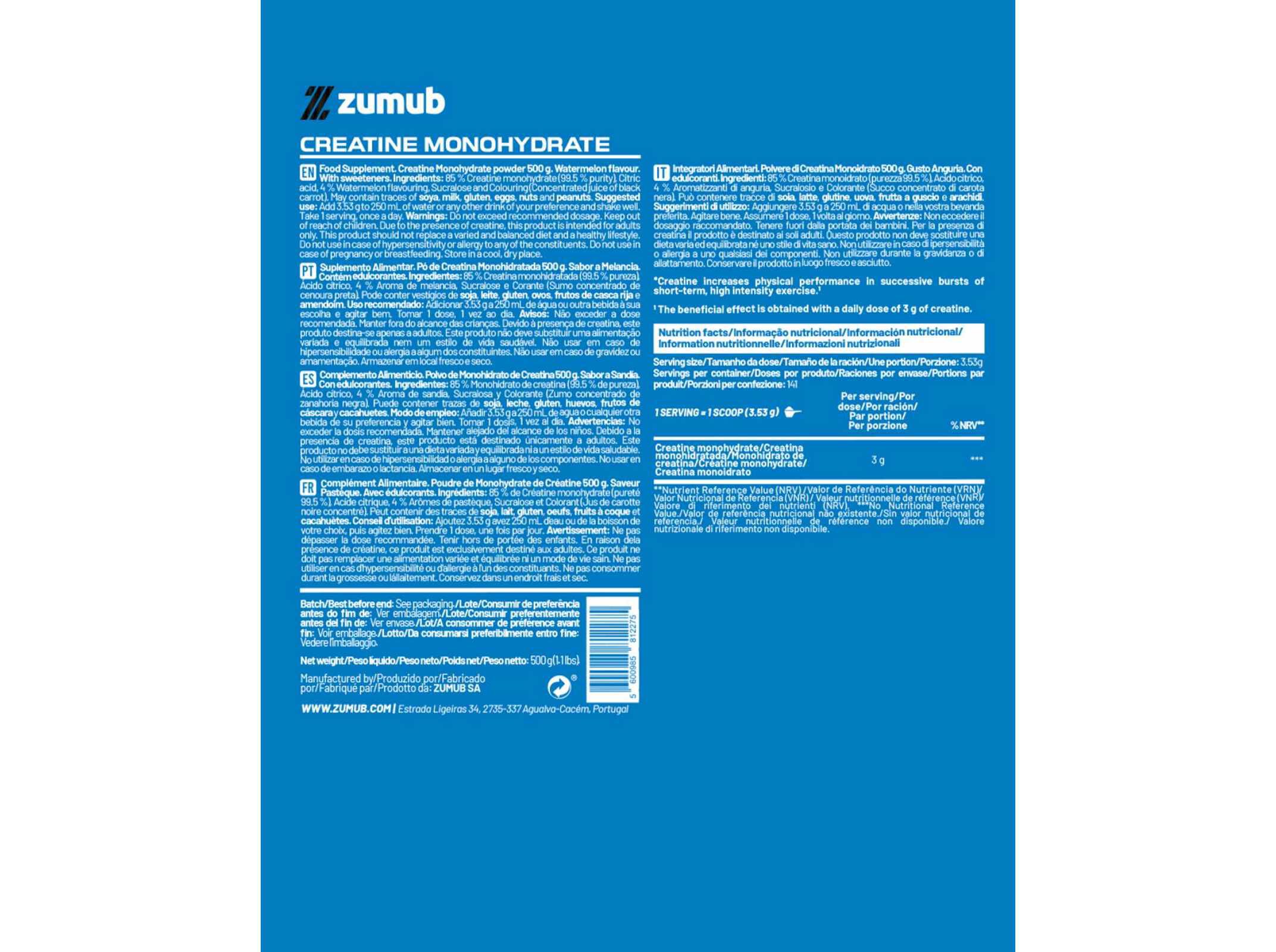 CREATINA ZUMUB MELANCIA 500G image number 1