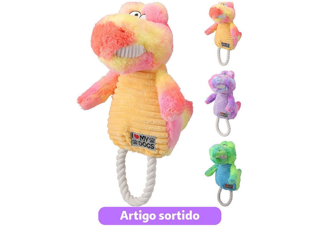 BRINQUEDO PARA C&Atilde;O DOGS COLLECTION DINOSSAURO CORDA 40CM MODELOS SORTIDOS