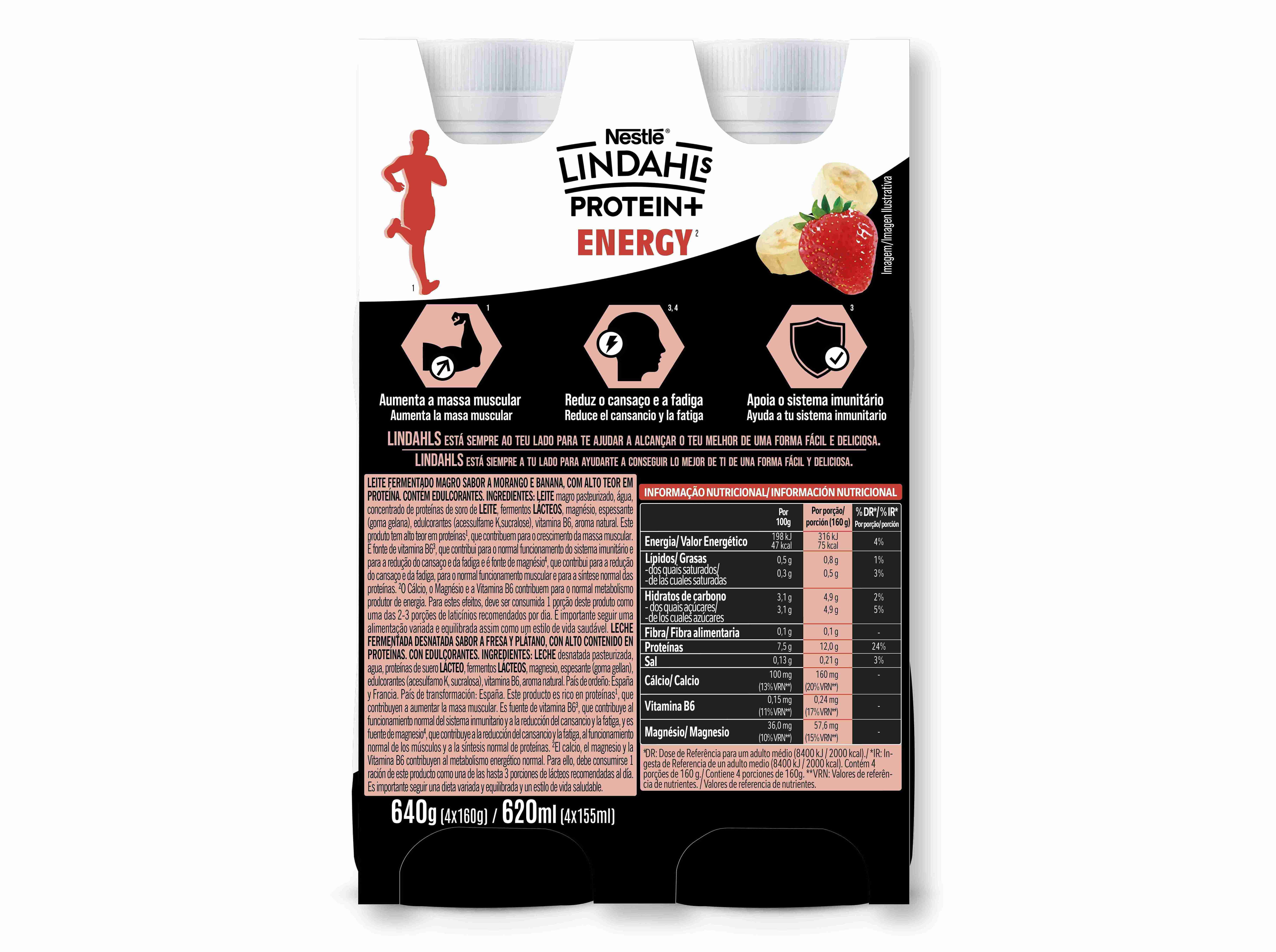 IOGURTE LIQUIDO LINDAHLS ENERGY MORANGO BANANA 4X160G image number 1