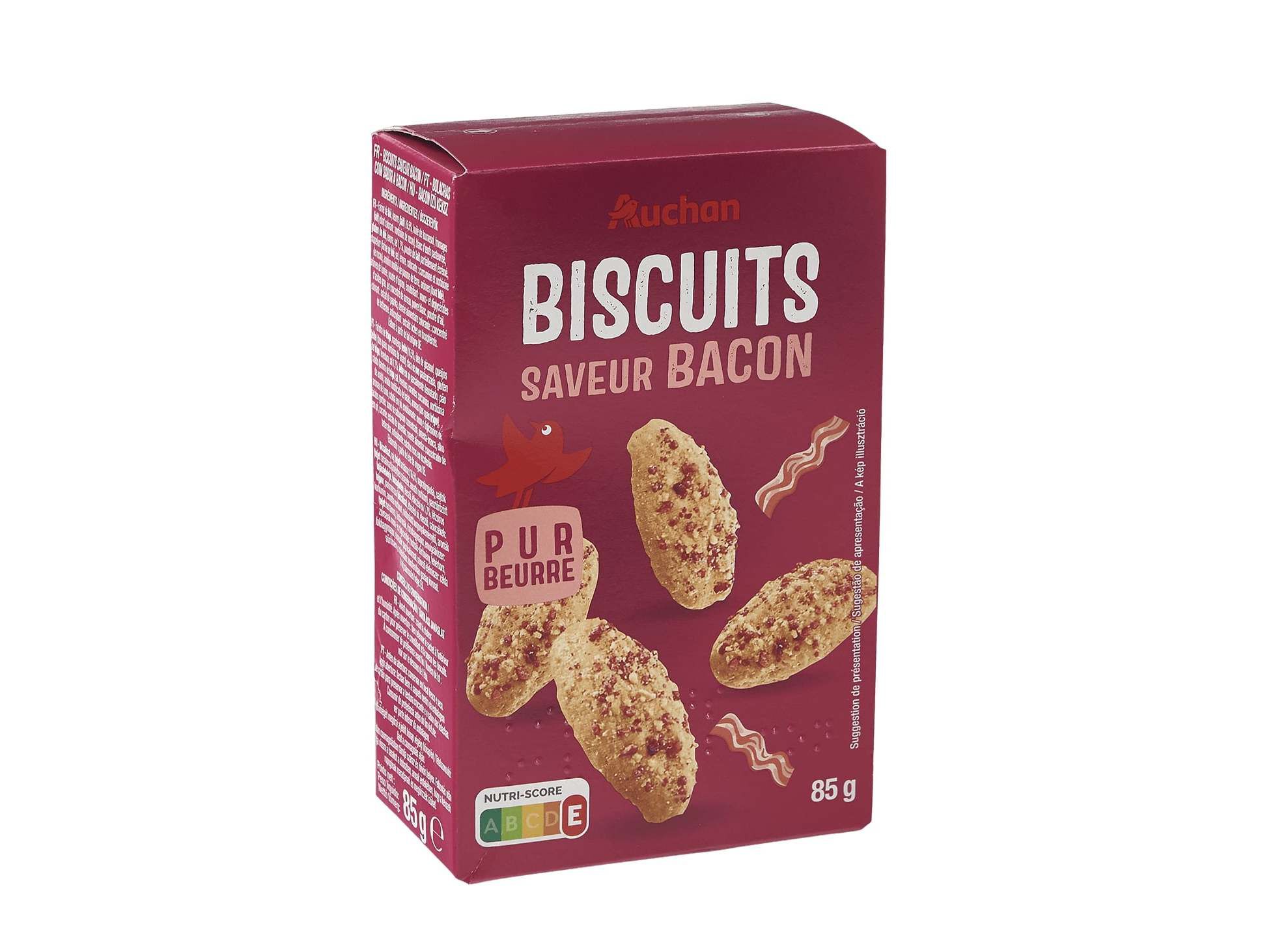 BOLACHA APERITIVA AUCHAN SABOR BACON 85G image number 0