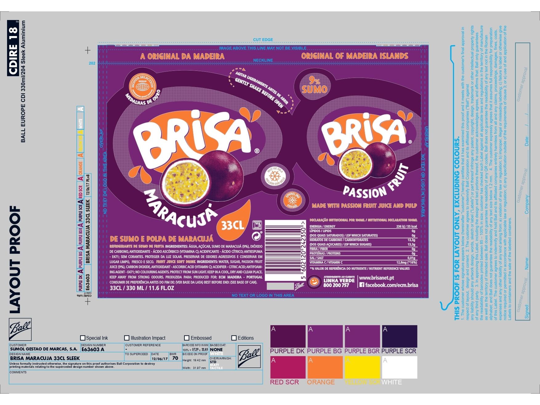 REFRIGERANTE COM G&Aacute;S BRISA MARACUJ&Aacute; LATA 6X0.33LT image number 1