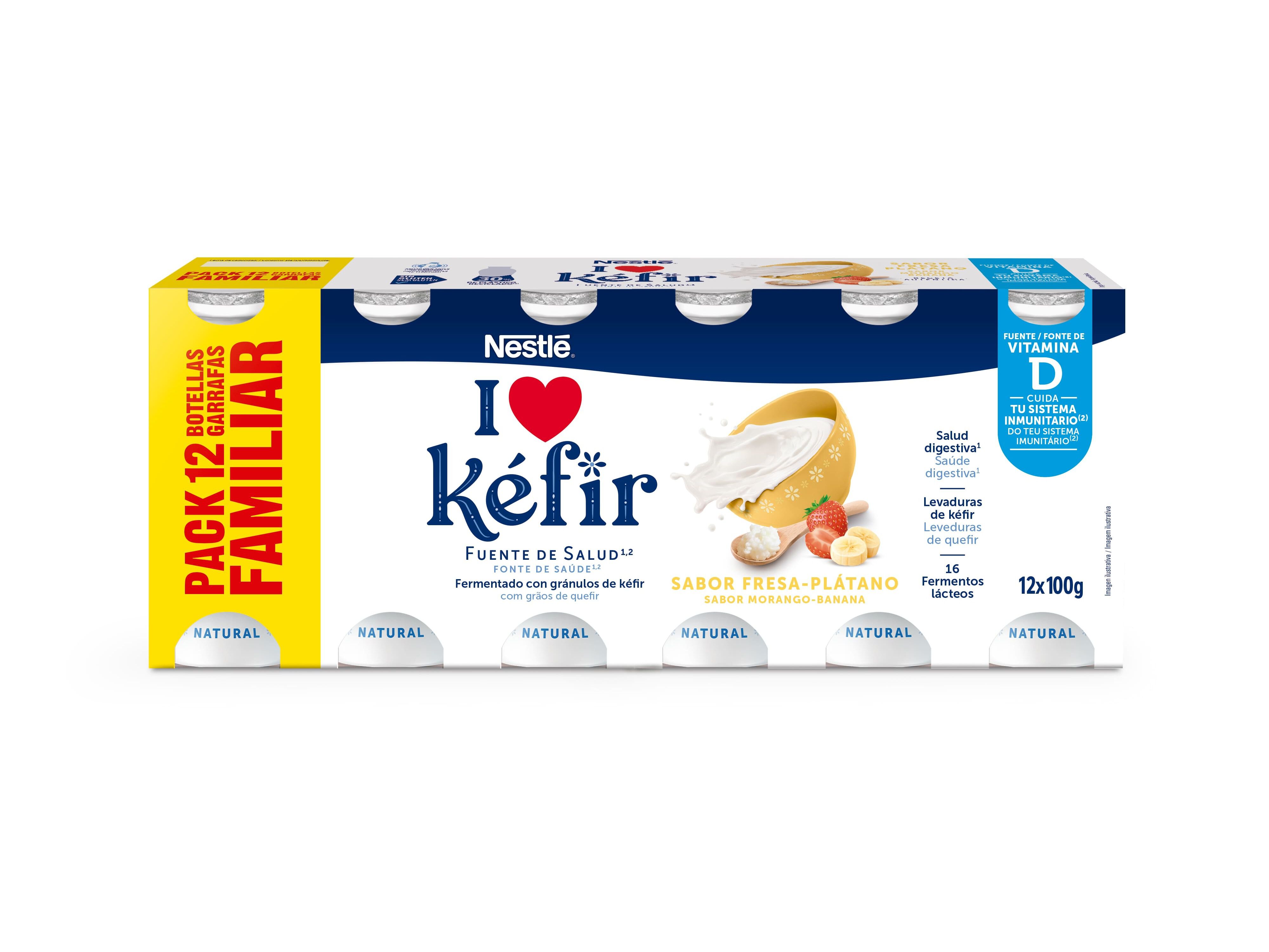 IOGURTE KEFIR L&Iacute;QUIDO NESTL&Eacute; MORANGO BANANA 12X100G image number 0