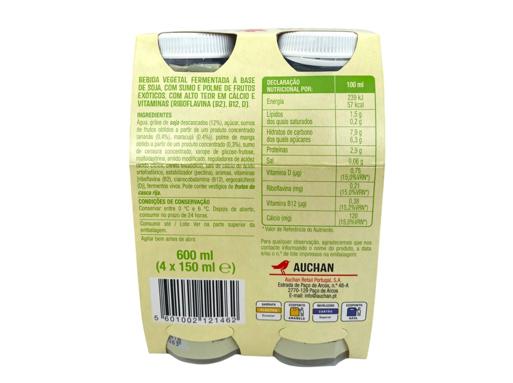 SOJAGURTE L&Iacute;QUIDO AUCHAN FRUTOS EX&Oacute;TICOS 4X150 ML image number 2