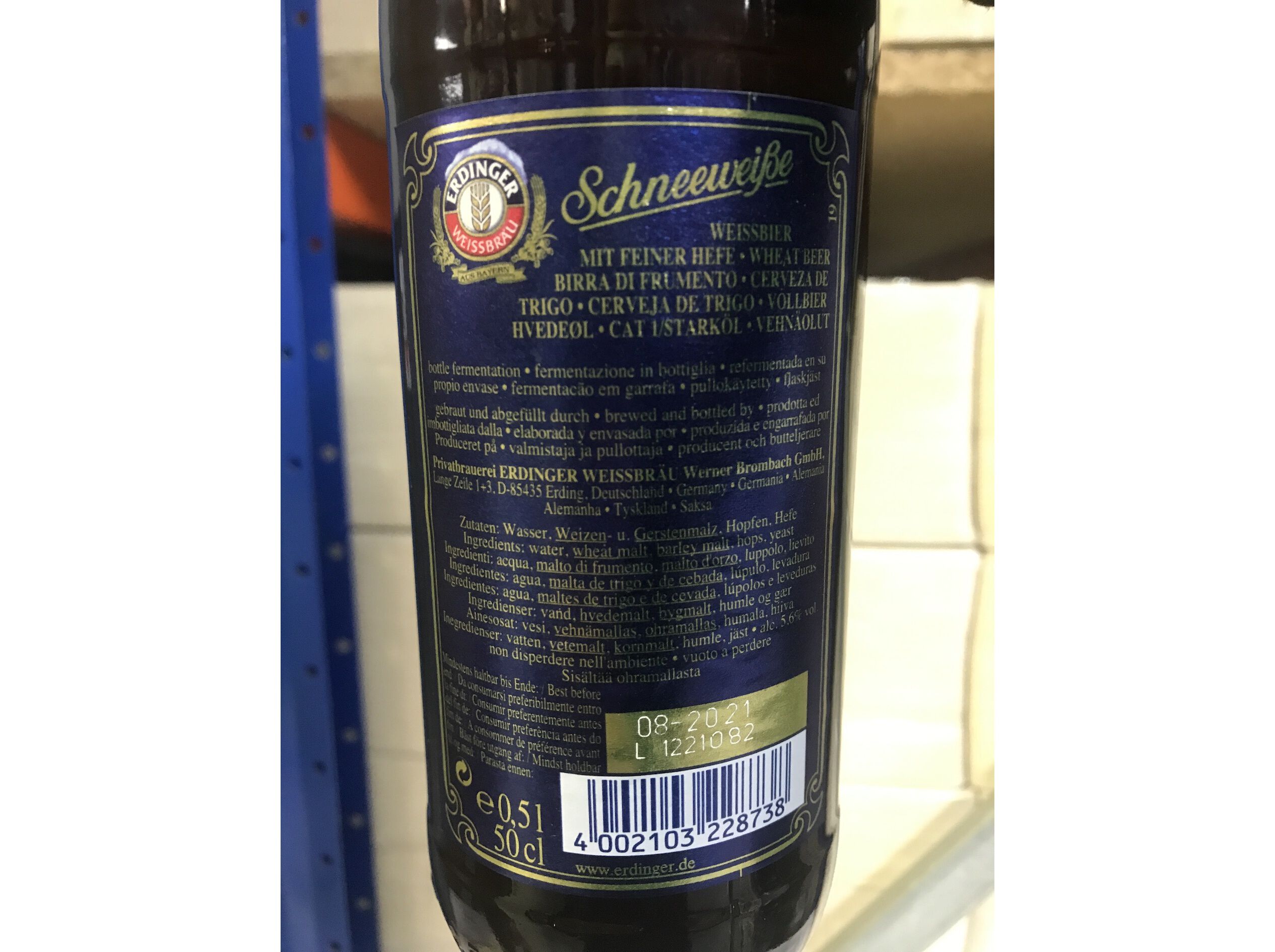 CERVEJA ERDINGER WEISSBIER SCHNEEWEISSE 0.50L image number 1