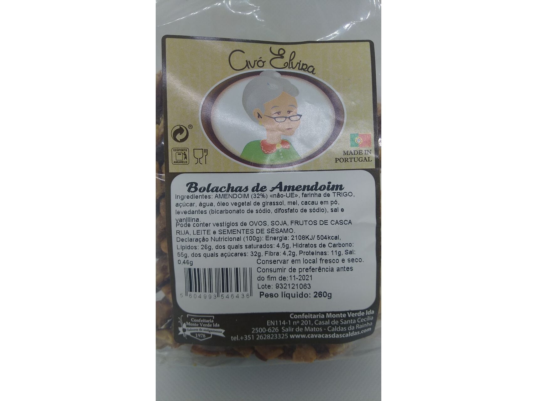 BOLACHAS AV&Oacute; ELVIRA DE AMENDOIM TORRADO 260 G image number 2