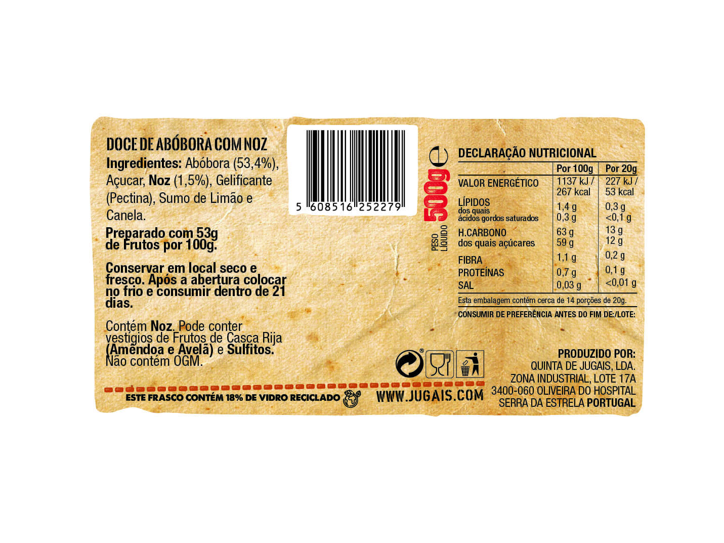 DOCE QUNTA DE JUGAIS ABOBORA COM NOZES 500G image number 1