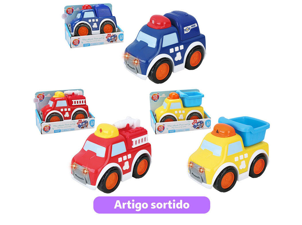 VE&Iacute;CULO PRESS&GO ONE TWO FUN COM LUZ E SOM MODELOS SORTIDOS