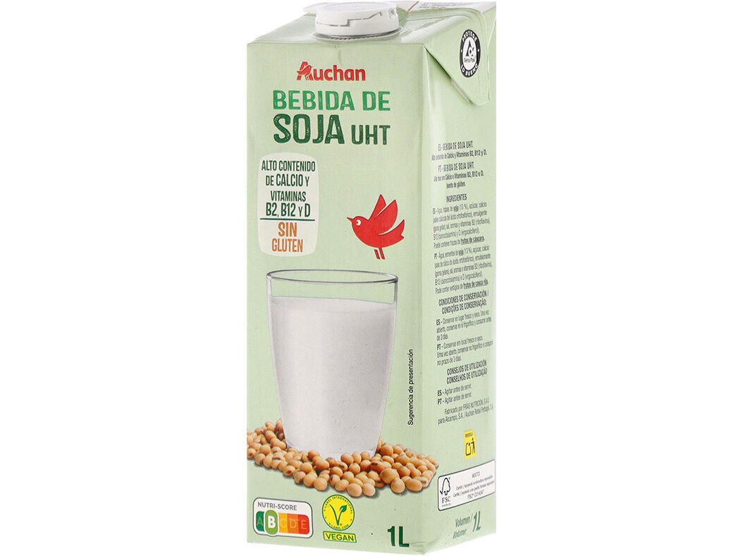 BEBIDA SOJA UHT AUCHAN SEM GL&Uacute;TEN 1L image number 1