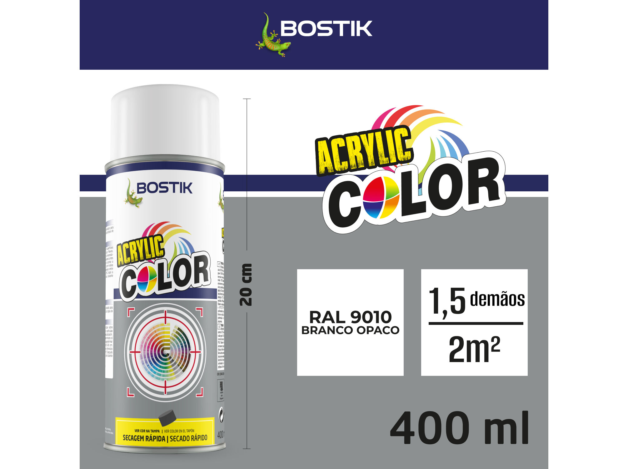 SPRAY ACRYLIC BOSTIK BRANCO OPACO MATE 400ML image number 2