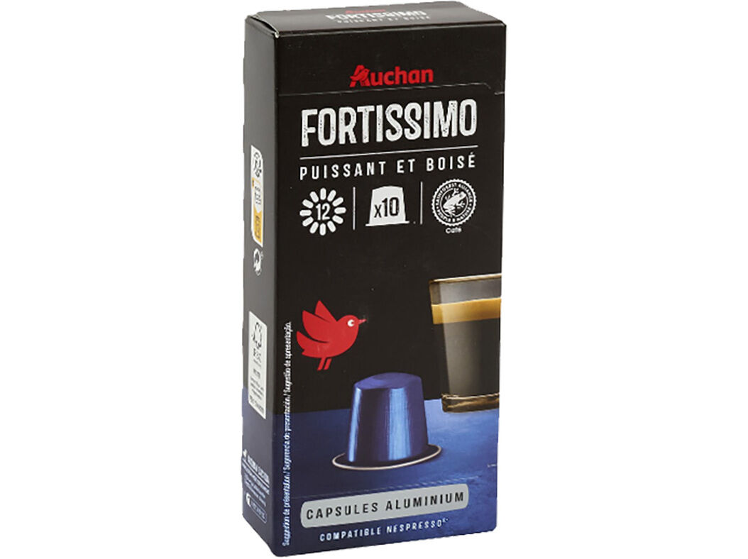 C&Aacute;PSULAS AUCHAN CAF&Eacute; NESPRESSO ALUMINIO FORT&Iacute;SSIMO 10UN