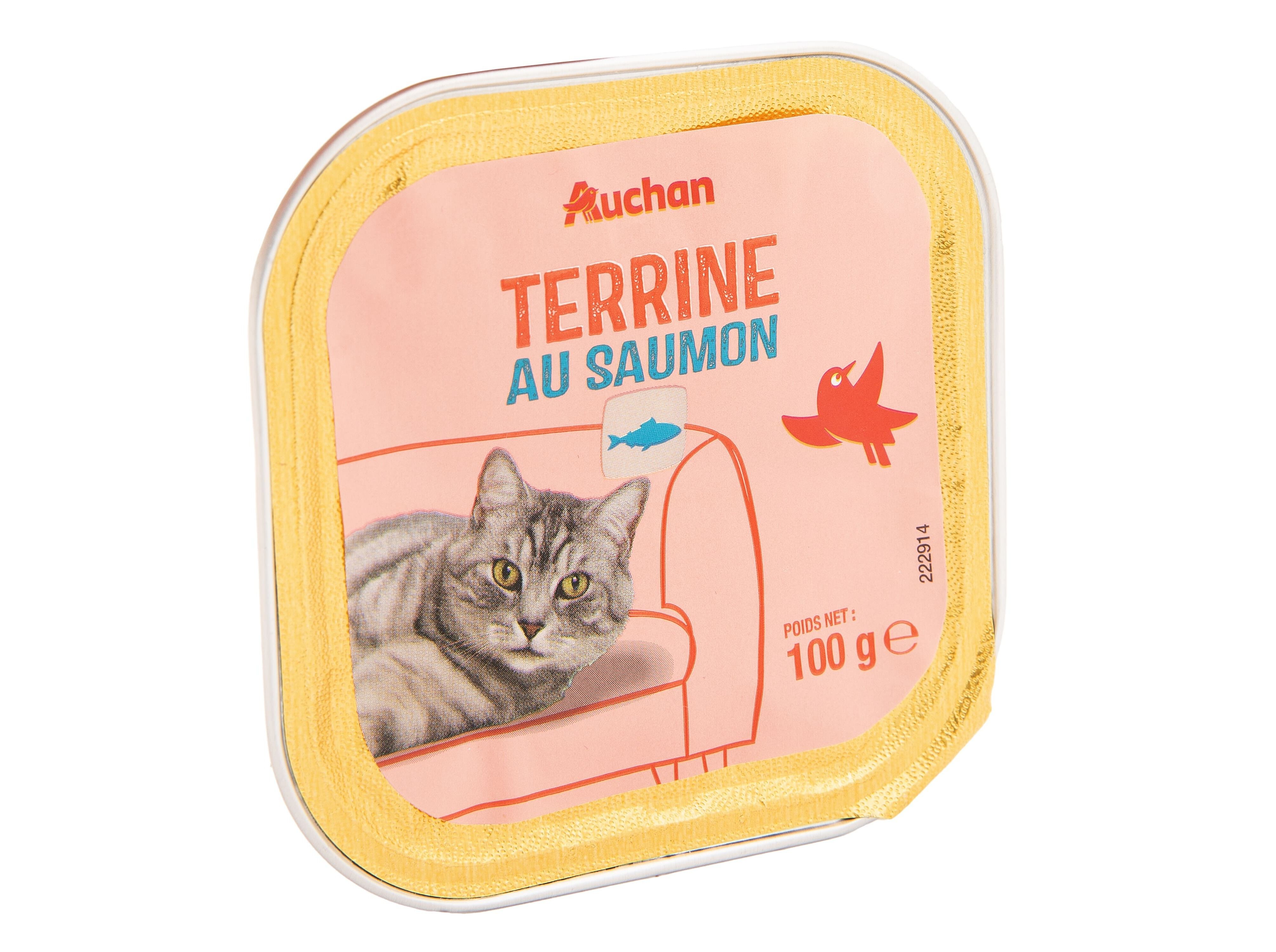 COMIDA H&Uacute;MIDA PARA GATO AUCHAN TERRINA RICO EM SALM&Atilde;O 100G image number 1