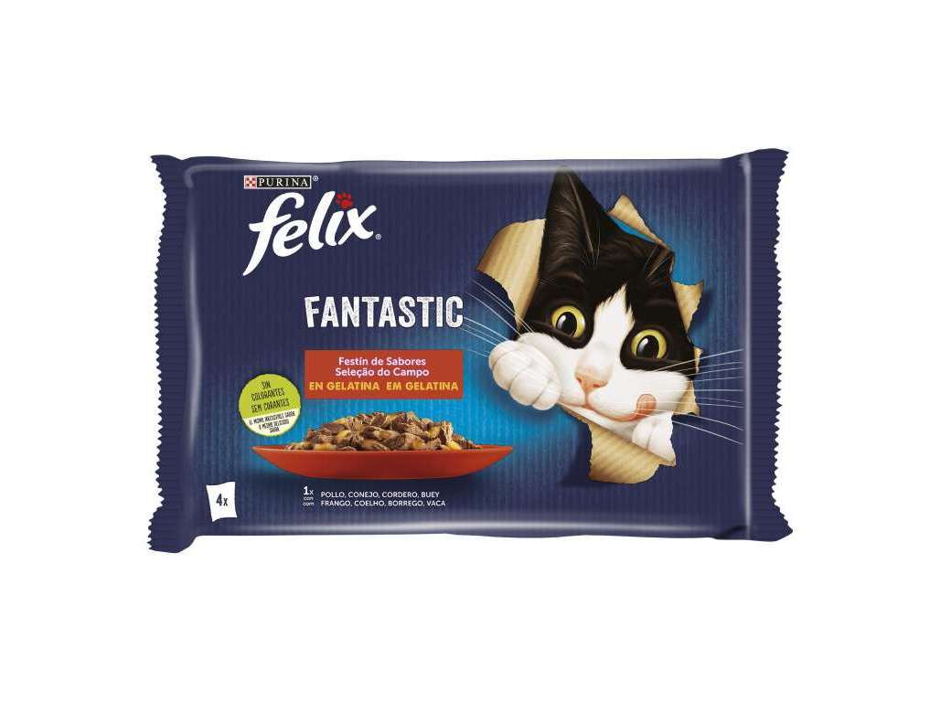 COMIDA H&Uacute;MIDA PARA GATO FELIX FANTASTIC SELE&Ccedil;&Atilde;O 4X85G