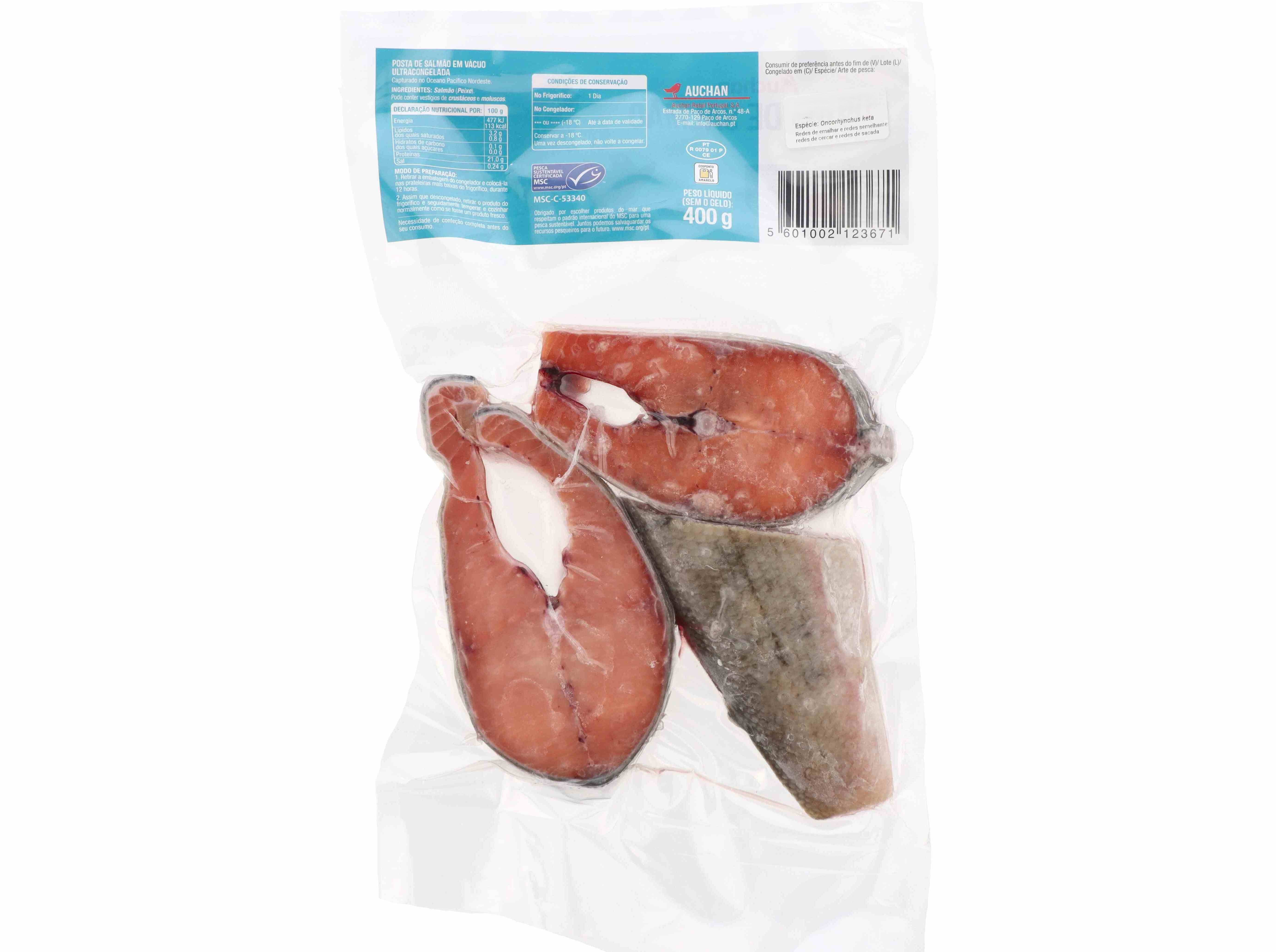 POSTA DE SALM&Atilde;O AUCHAN SELVAGEM MSC ULTRACONGELADO 400G image number 1