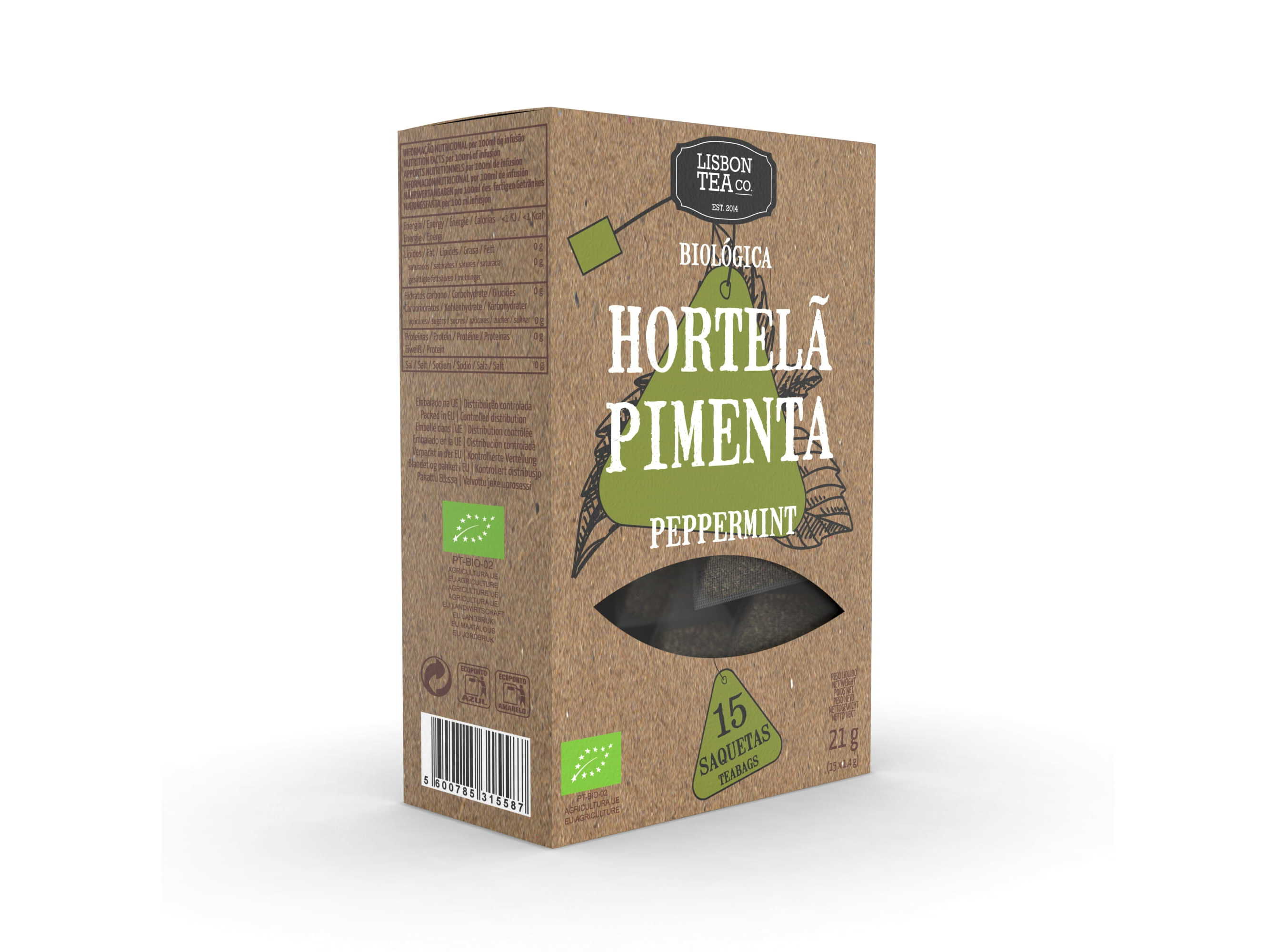INFUS&Atilde;O LISBON TEA CO. BIO HORTEL&Atilde;-PIMENTA 15 SAQUETAS