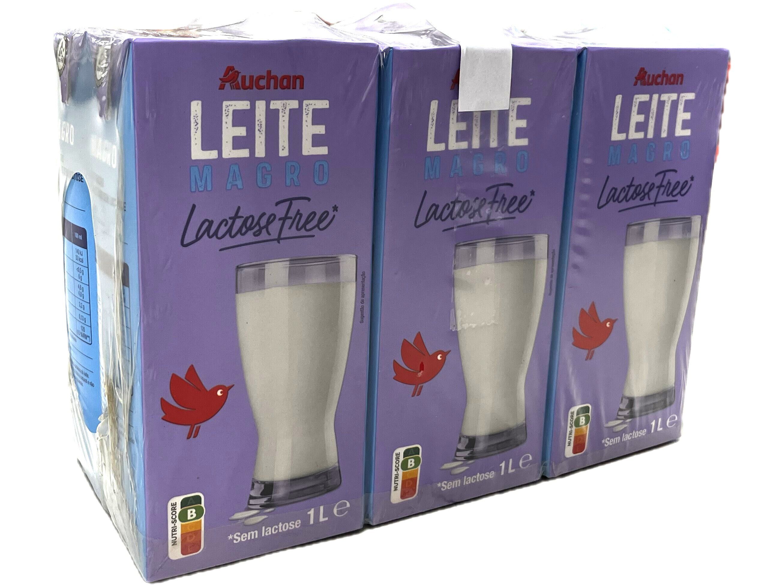 LEITE UHT MAGRO AUCHAN SEM LACTOSE 6X1L