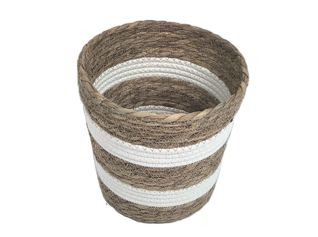 CESTO DE PALHINHA ACTUEL BRANCO/NATURAL DIA21X21CM