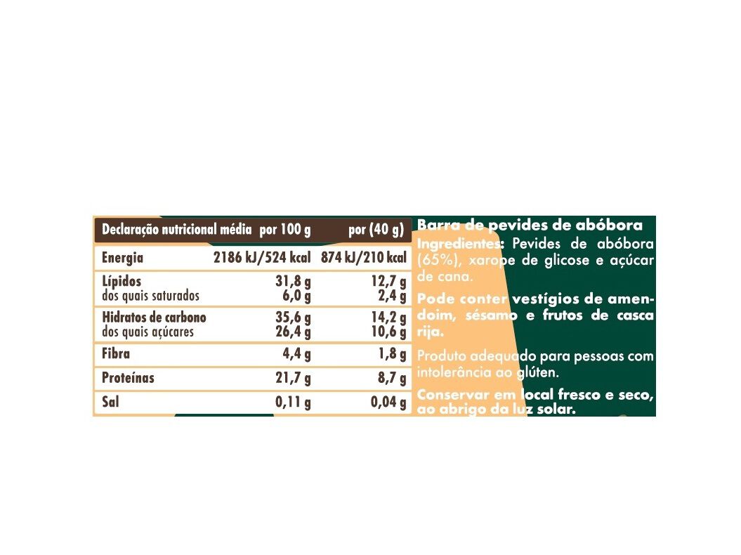 BARRA SALUTEM CROCANTE PEVIDES AB&Oacute;BORA 40G image number 1