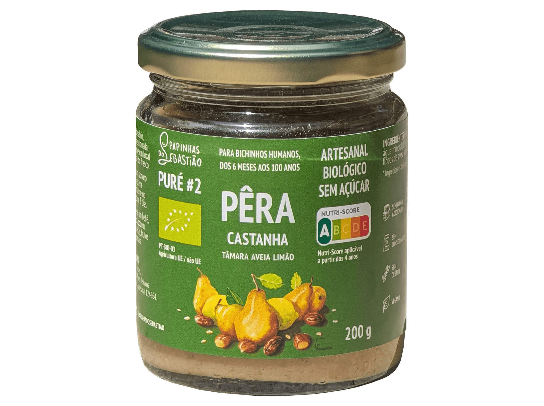 PUR&Eacute; BIO PAPINHAS DO SEBASTI&Atilde;O P&Ecirc;RA CASTANHA TAMARA AVEIA E LIM&Atilde;O 200G image number 0