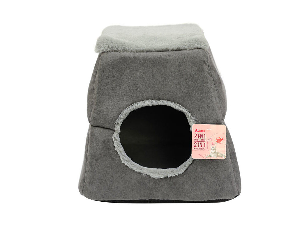 CASA PARA GATO AUCHAN CINZENTO 2 EM 1 30CM