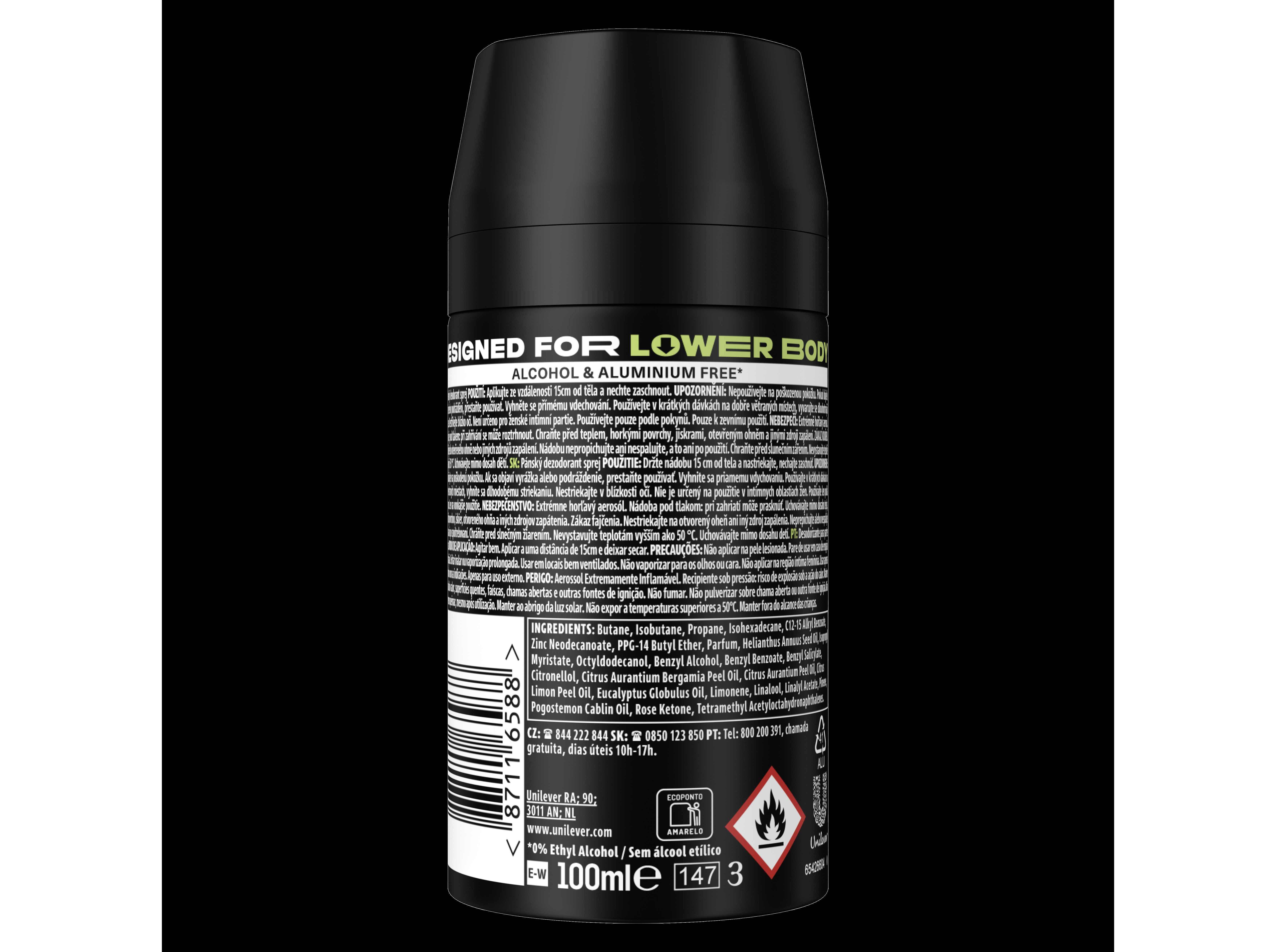 DESODORIZANTE AXE LOWER BODY SPRAY COCONUT 100ML image number 1