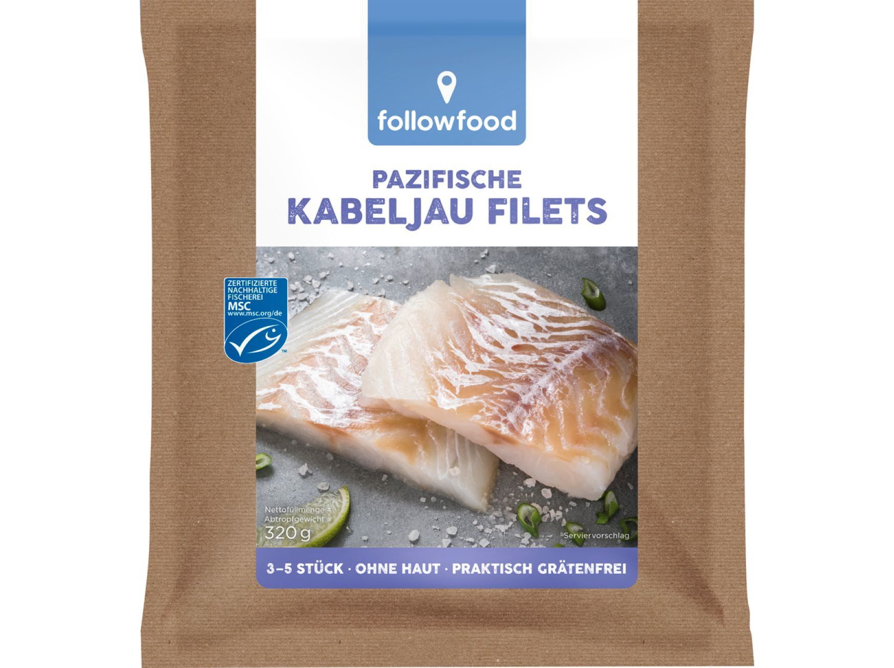 FILETES BACALHAU FOLLOWFOOD BIO 3-5 UNID 320G