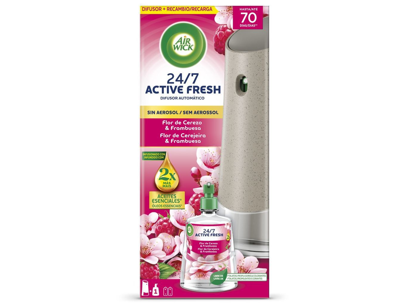 AMBIENTADOR AIRWICK ACTIVE FRESH FLOR DE CEREJEIRA 228ML image number 0