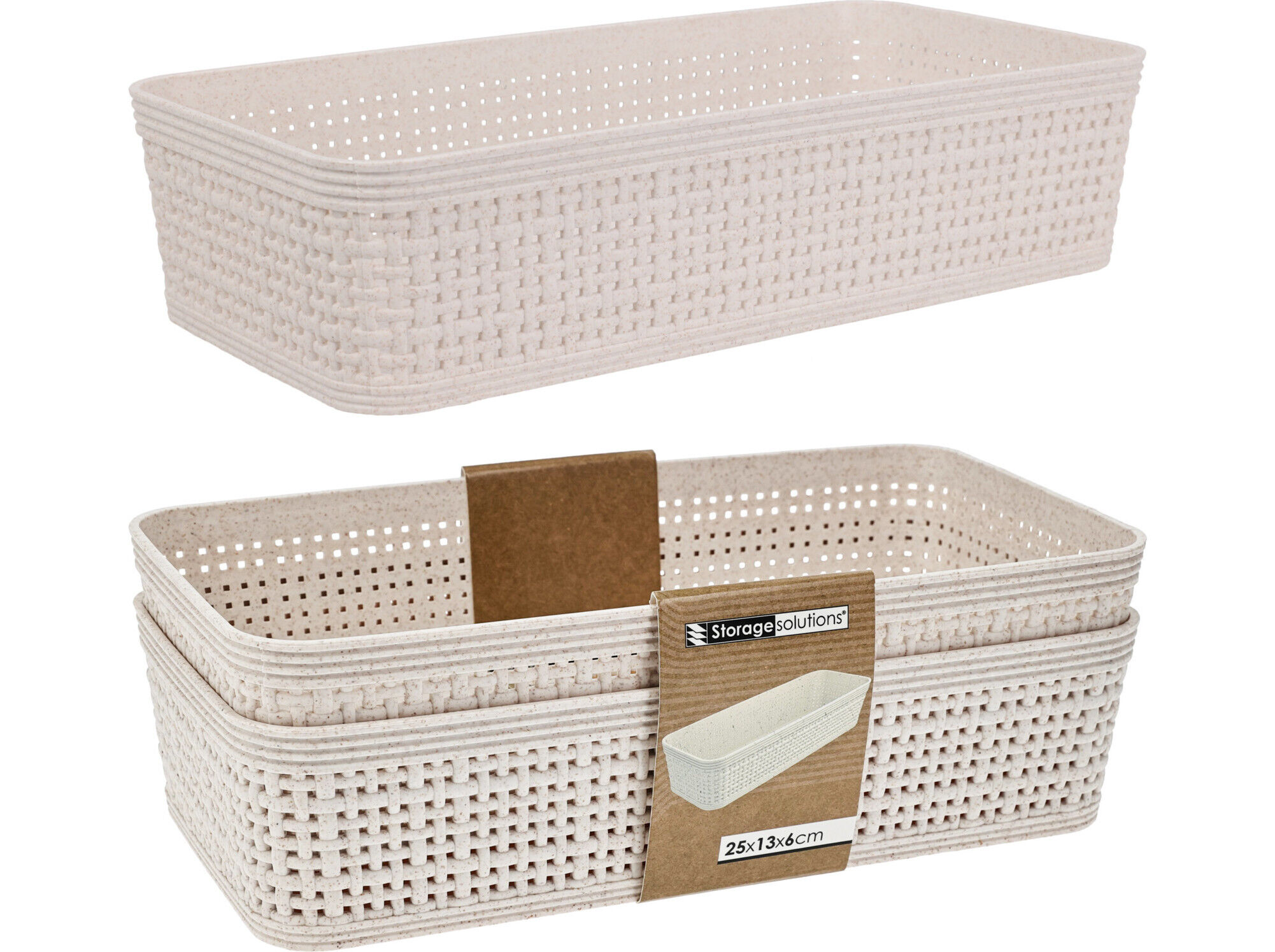 CONJUNTO DE 2 ORGANIZADORES EM PL&Aacute;STICO BEGE 25.3X13.3X6CM image number 0