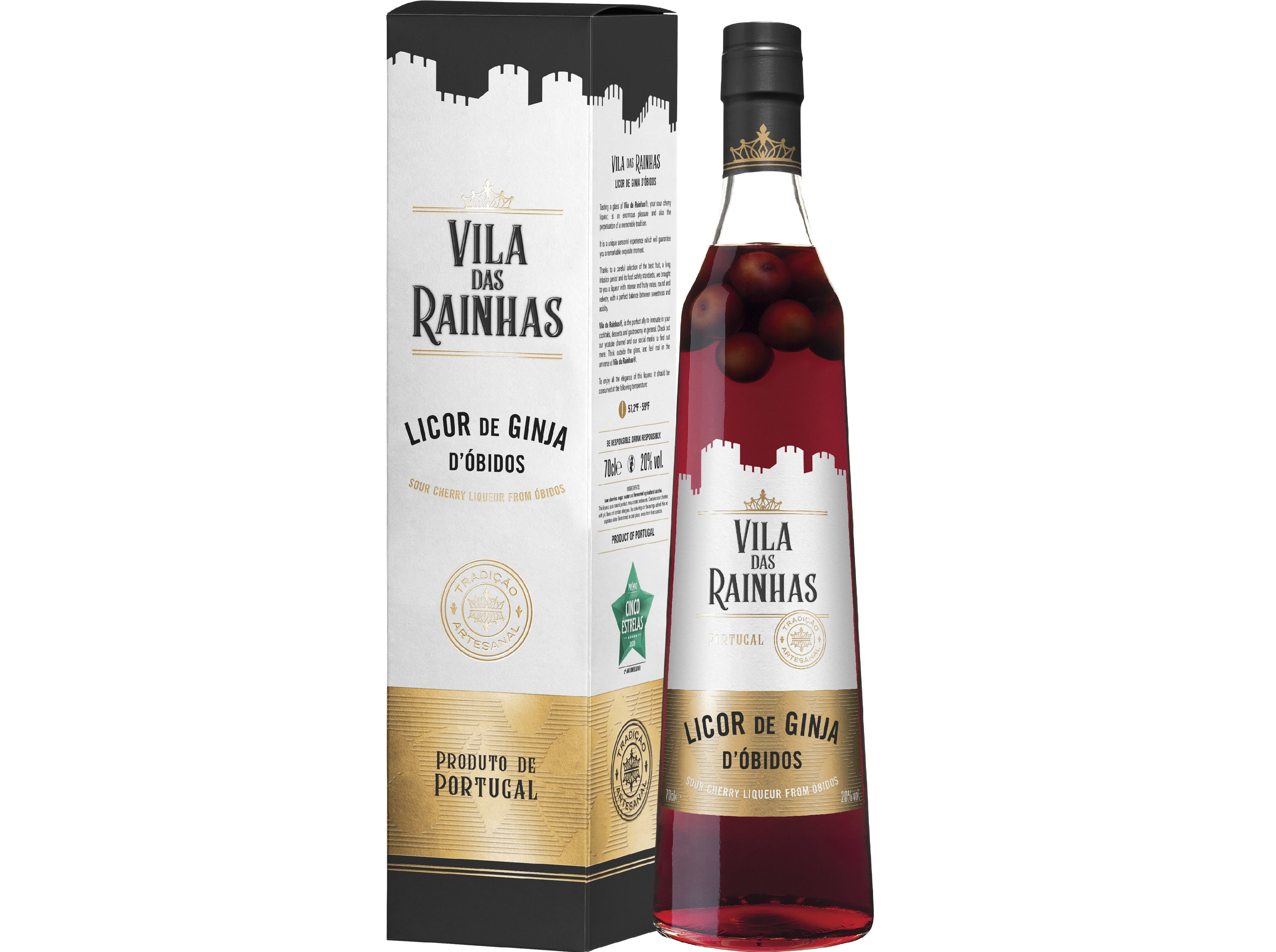 LICOR DE GINJA VILA DAS RAINHAS COM FRUTO &Oacute;BIDOS 0.70L image number 0