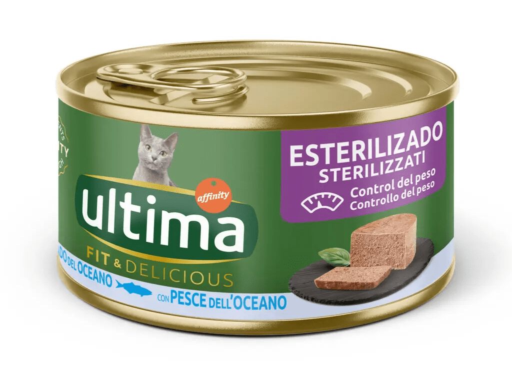 COMIDA H&Uacute;MIDA PARA GATO ULTIMA ESTERILIZADO PEIXE 85G