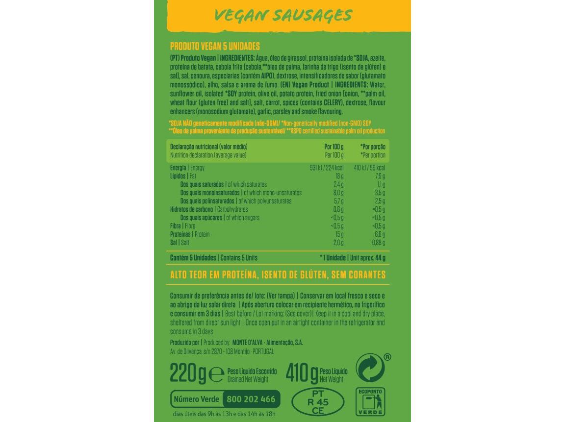 SALSICHAS IZIDORO VEGAN 5UN 410(220)G image number 1