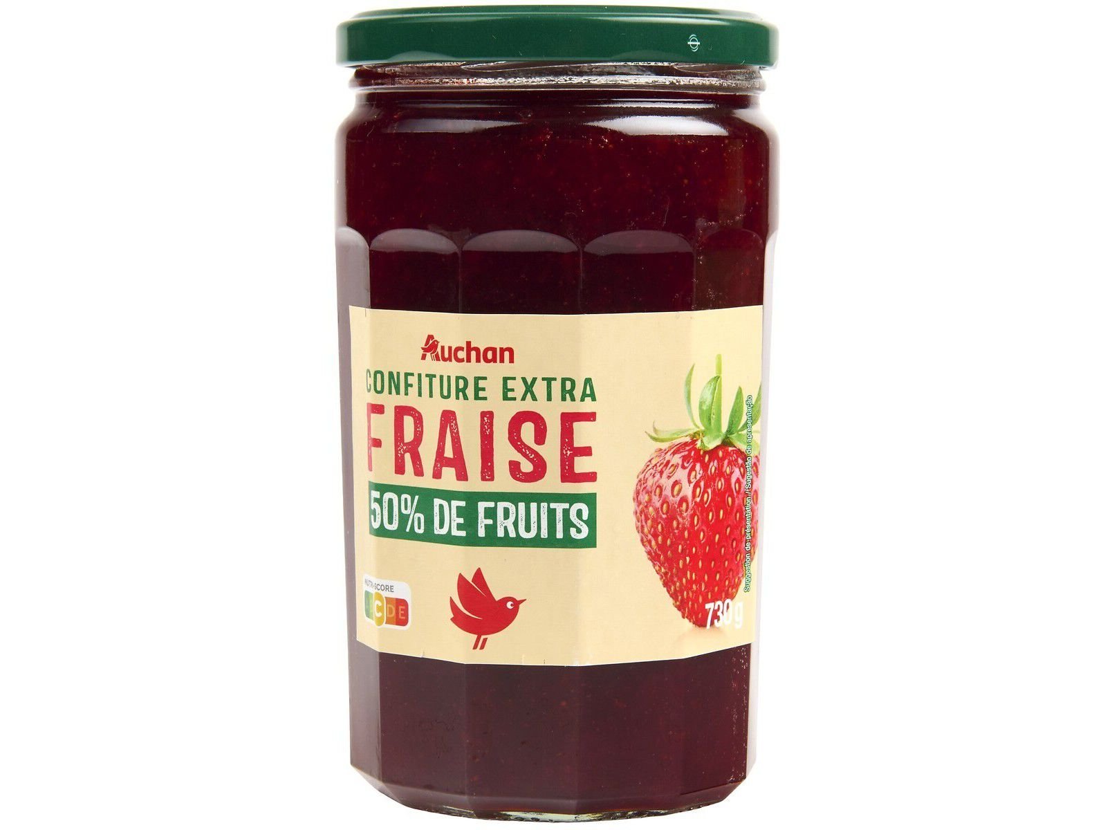 DOCE EXTRA 50% FRUTOS AUCHAN MORANGO 730 G