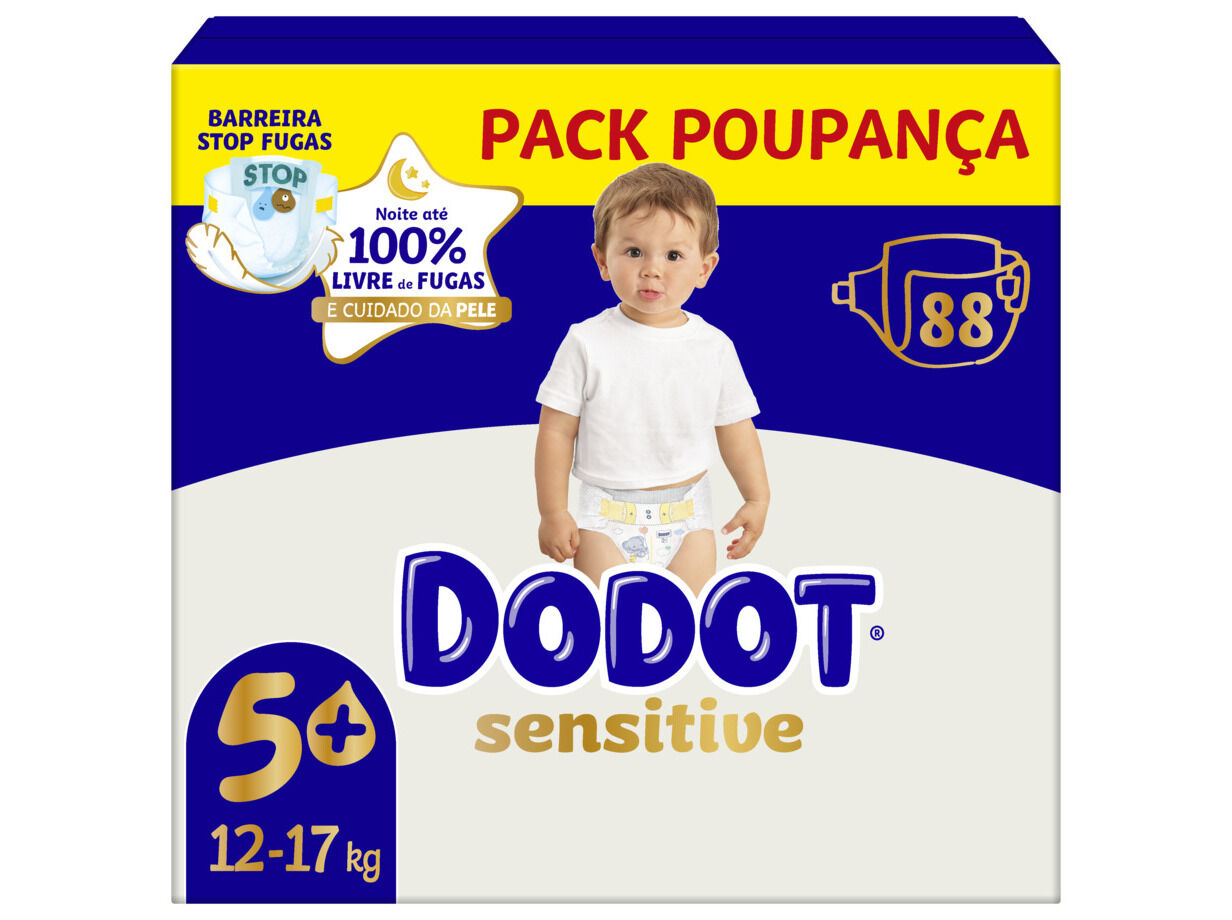 FRALDAS EXTRA DODOT SENSITIVE BOX T5 12-17KG 88 UN