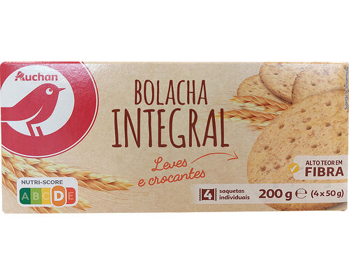 BOLACHA AUCHAN INTEGRAL 200G image number 0