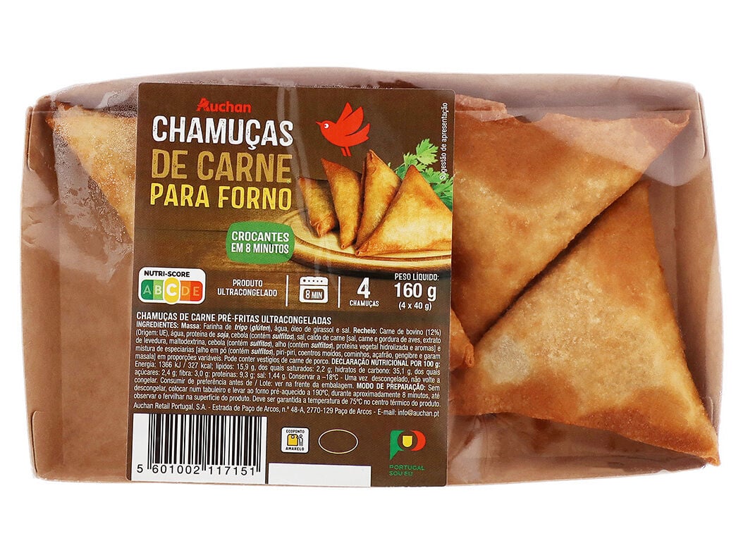 CHAMU&Ccedil;AS DE CARNE AUCHAN PARA FORNO ULTRACONGELADAS 4UN 160G