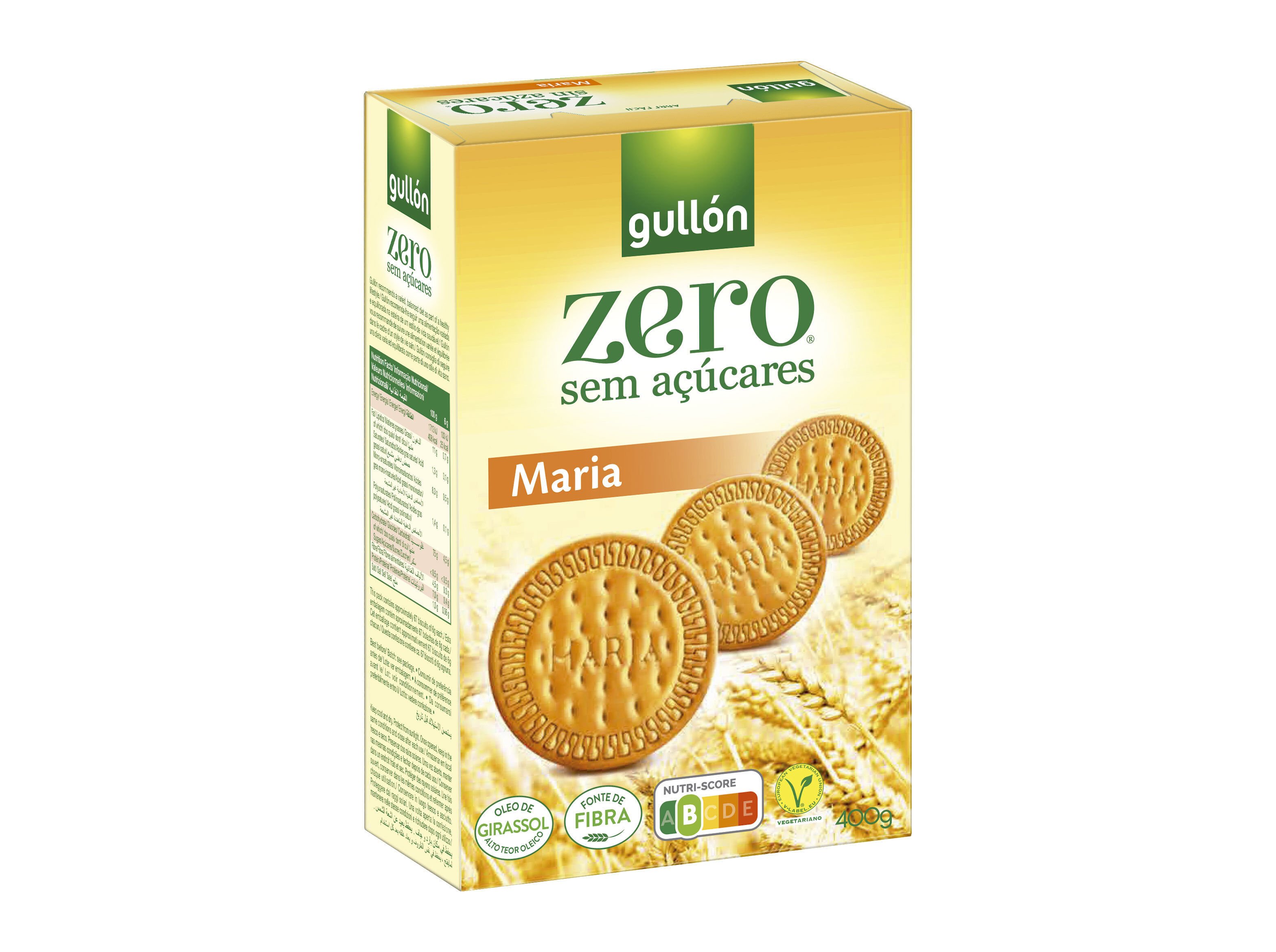 BOLACHA GULLON MARIA ZERO SEM A&Ccedil;&Uacute;CAR 400G