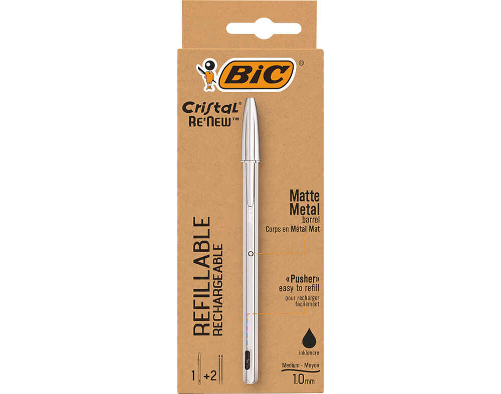 ESFEROGR&Aacute;FICA CRISTAL BIC RE'NEW PRETO 1 UNIDADE + 2 RECARGAS image number 1