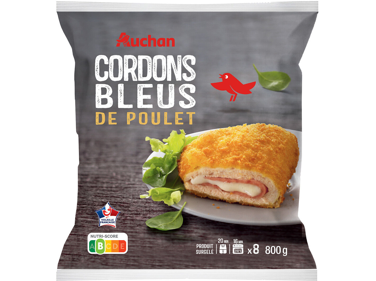 CORDON BLEU AUCHAN PEITO FRANGO 8UN 800G