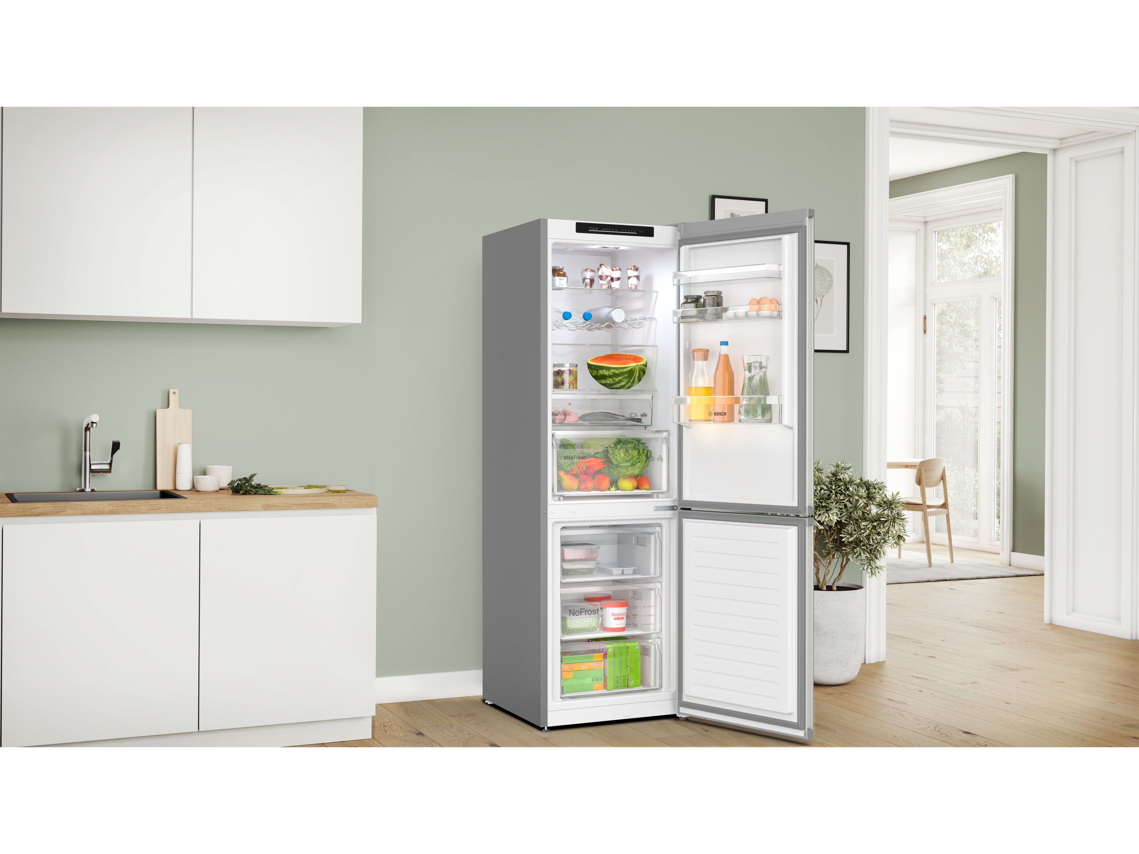 FRIGOR&Iacute;FICO COMBINADO BOSCH KGN362ICF NO FROST C 321L INOX image number 1