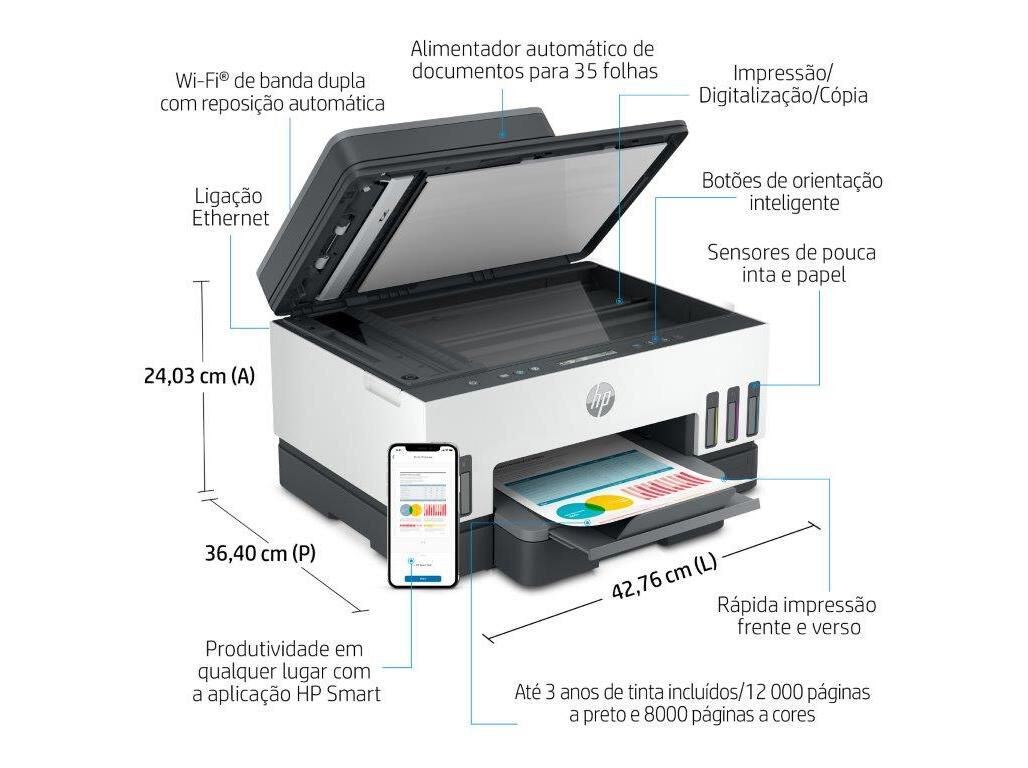 IMPRESSORA MULTIFUN&Ccedil;&Otilde;ES HP SMART TANK 7305 image number 8