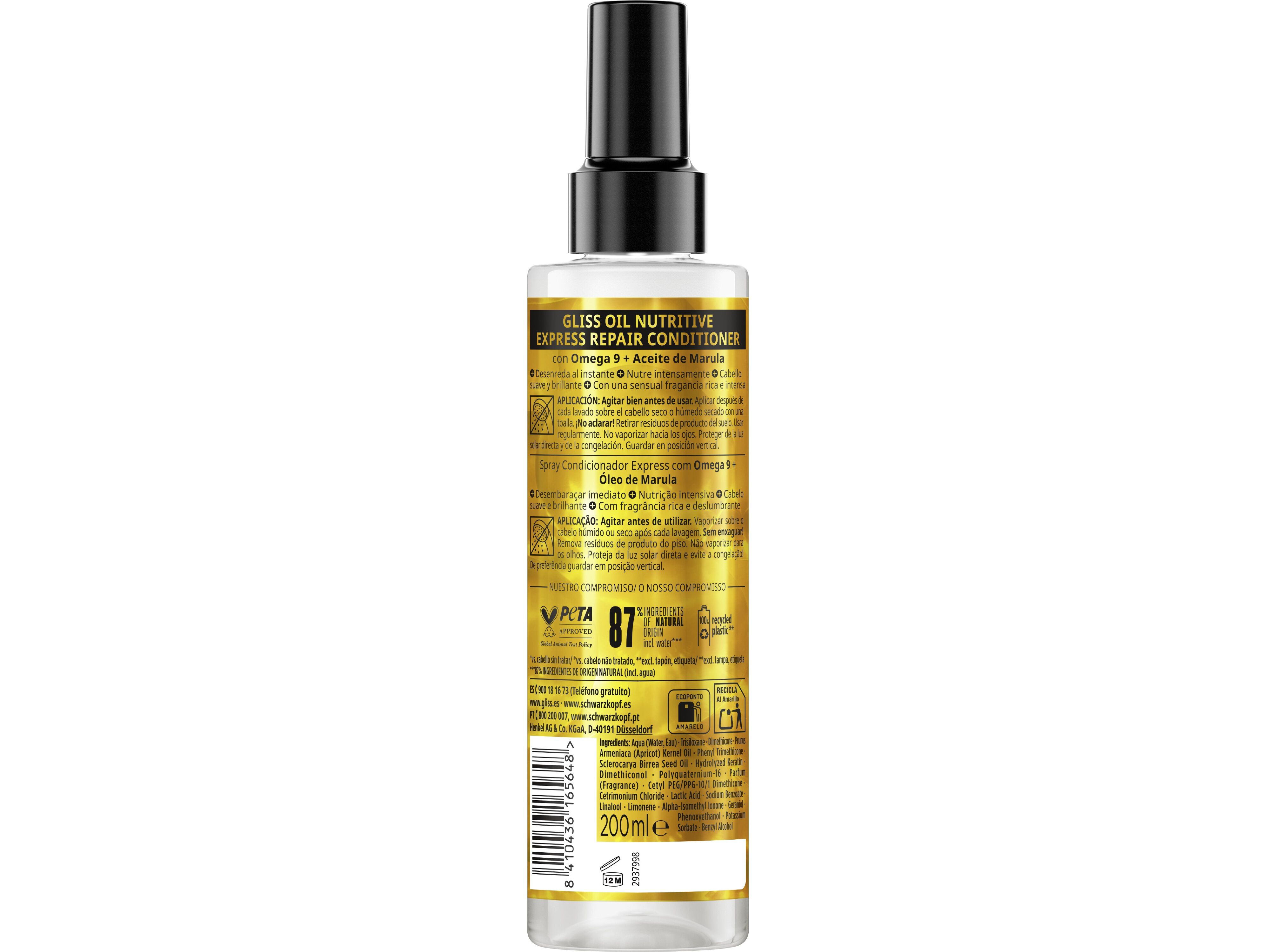 CONDICIONADOR GLISS SPRAY EXPRESS OIL NUTRI 200ML image number 1